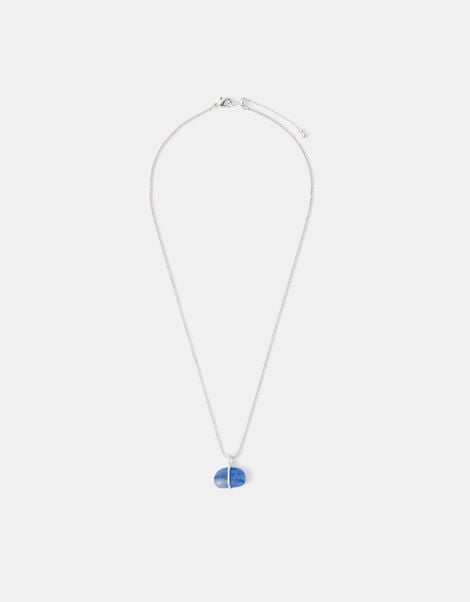 Sterling Silver-Plated Blue Quartz Pendant Necklace, , large