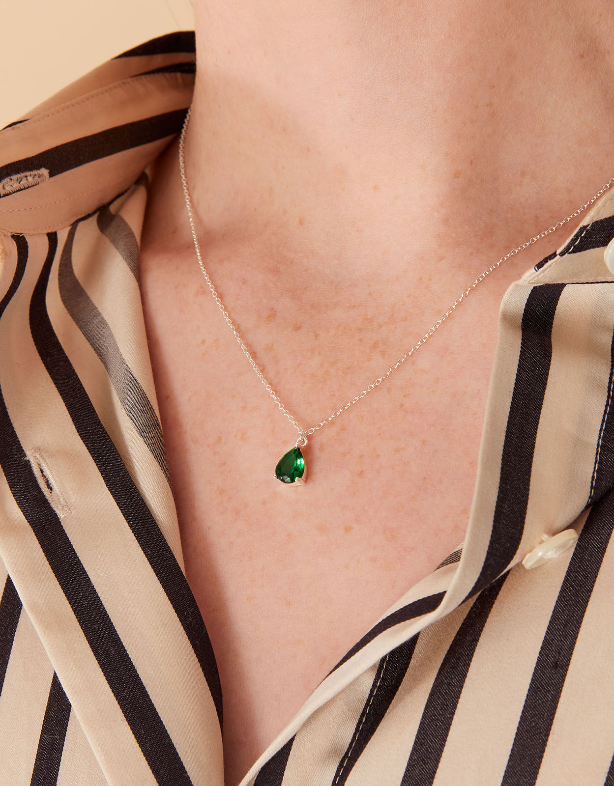 Sterling silver emerald clearance pendant
