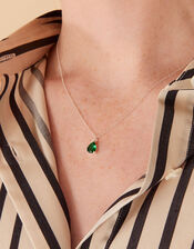 Sterling Silver Emerald Pendant Necklace, , large