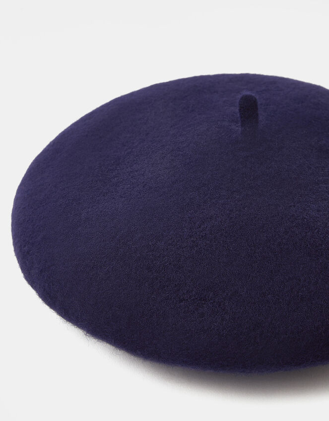 Plain Wool Beret, Blue (NAVY), large