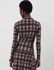 Check Print Mesh Long Sleeve Top, Multi (MULTI), large
