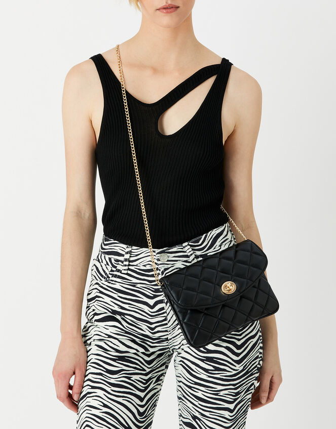 Quilted Clutch Bag, Black (BLACK), large