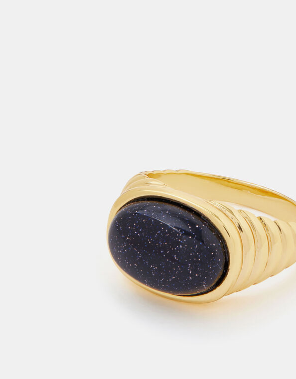 14ct Gold-Plated Stone Ridge Ring, Gold (GOLD), large