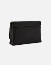 Satin Clutch Bag, Black (BLACK), large