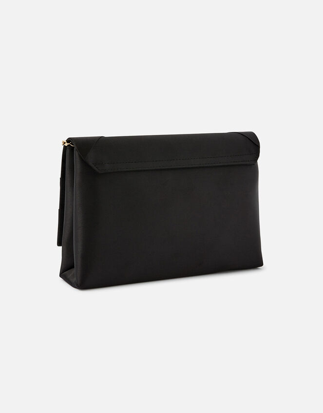 Satin Clutch Bag, Black (BLACK), large