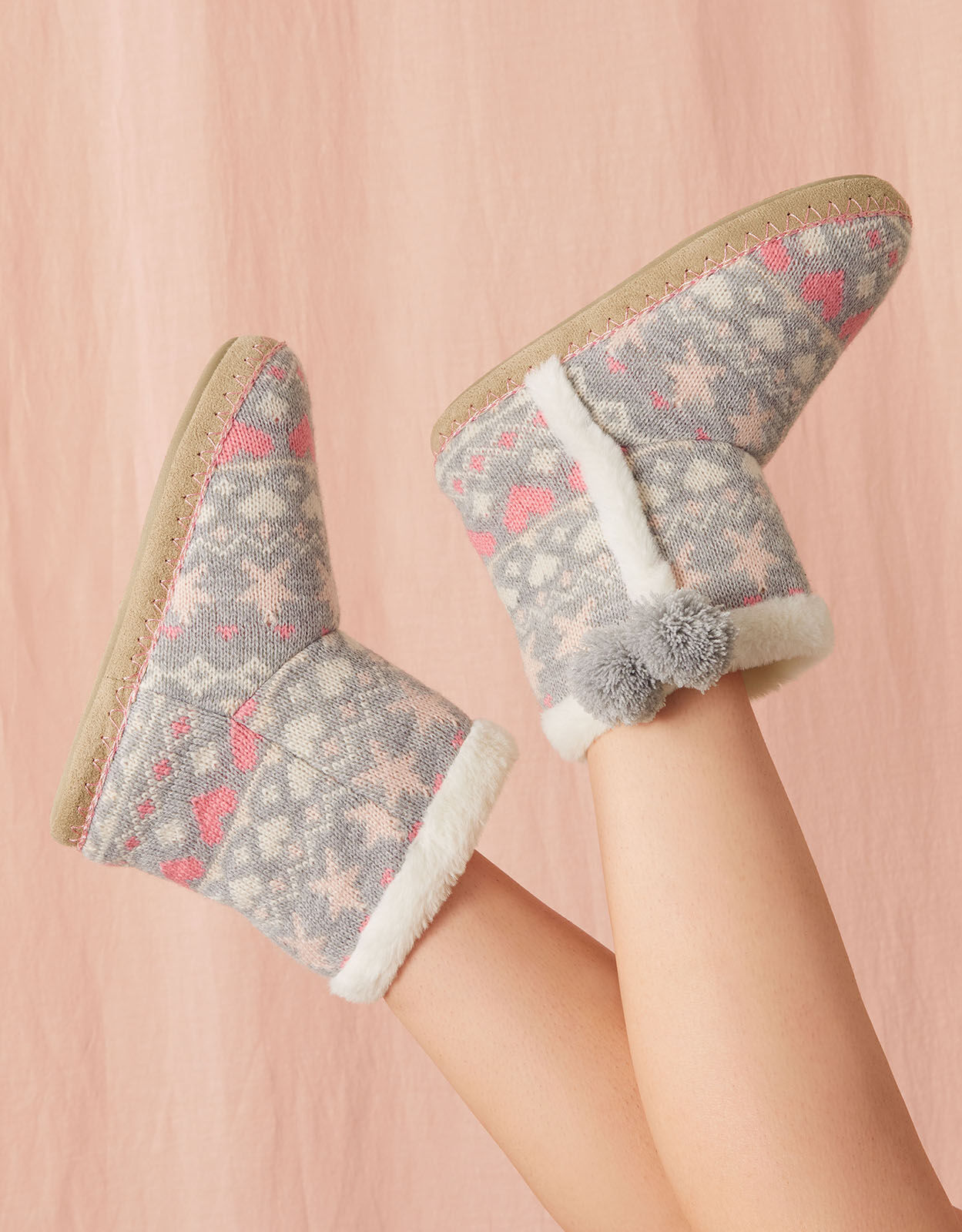Fair Isle Knit Slipper Boots Multi Slippers Accessorize UK
