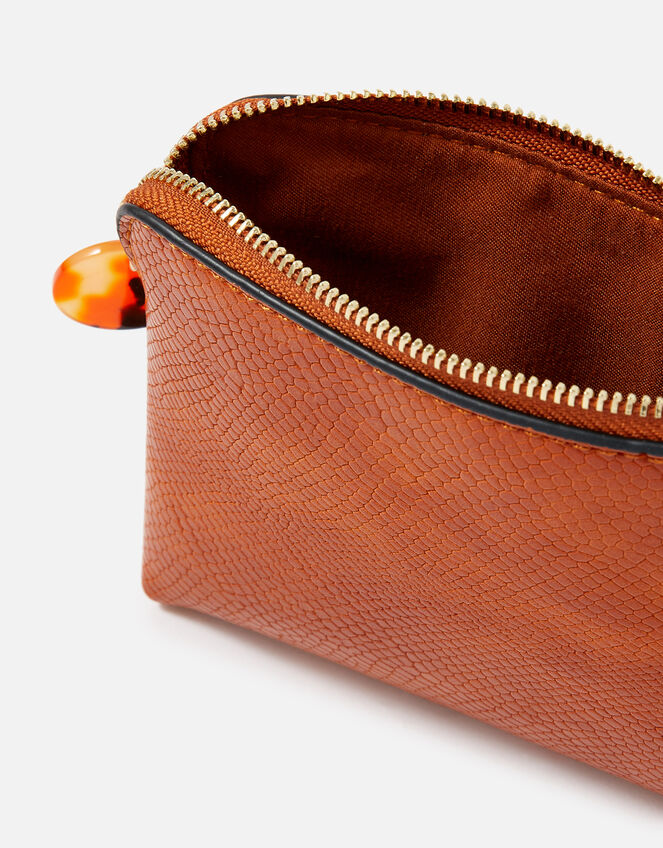 Resin and Reptile Coin Purse, Tan (TAN), large