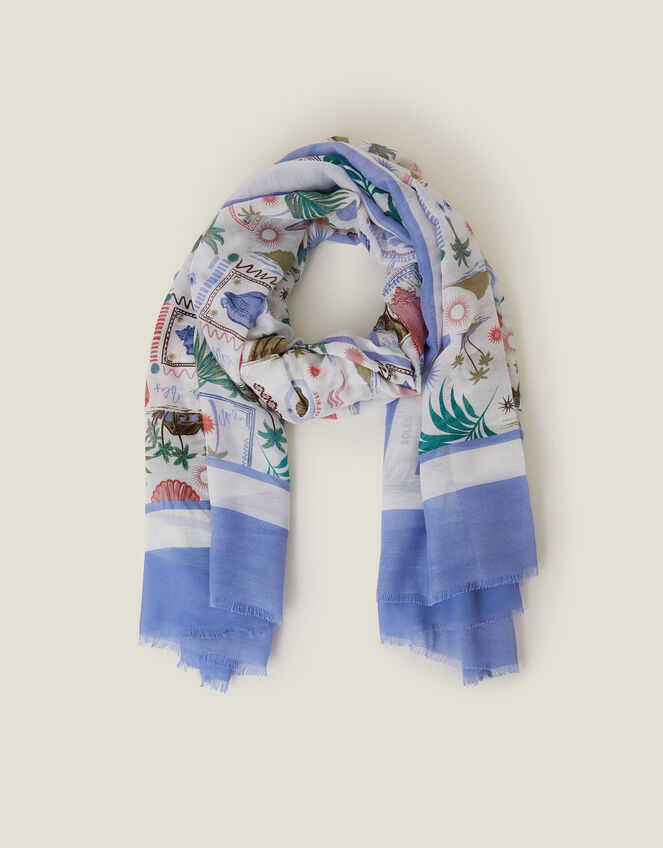 Postcard Print Scarf, , large