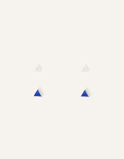 Sterling Silver Triangle Stud Earrings Set of Two, , large