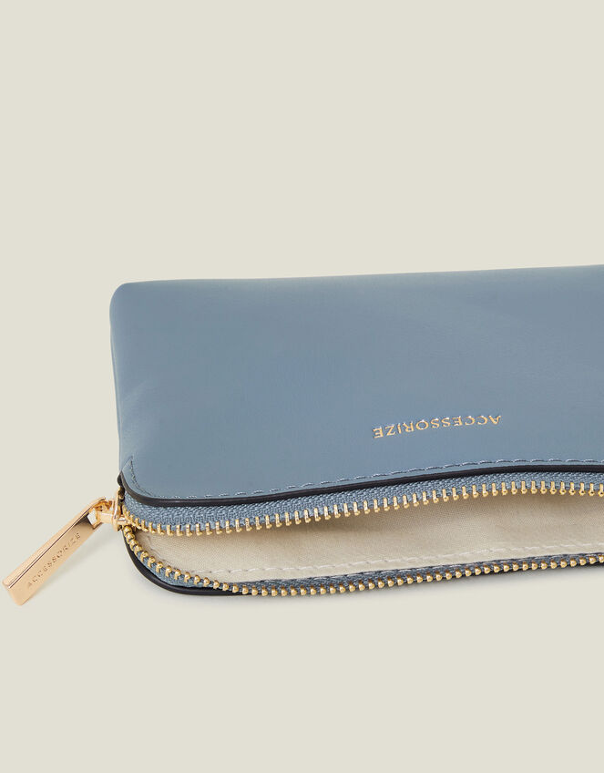 Faux Leather Coin Purse, Blue (BLUE), large