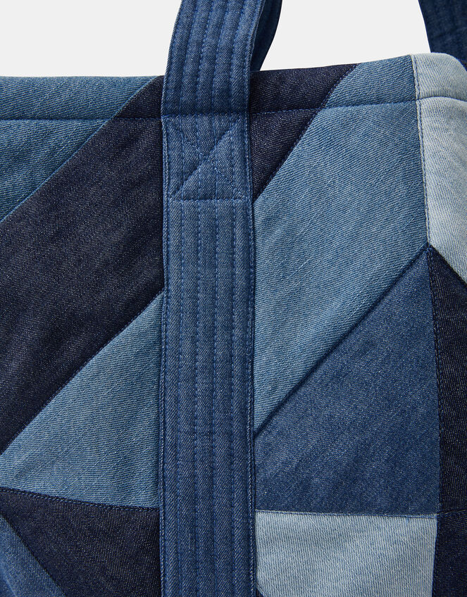 Patchwork Denim Shopper Bag, , large