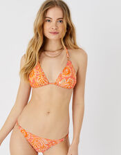 Paisley Foil Ring Trim Bikini Bottoms , Orange (RUST), large