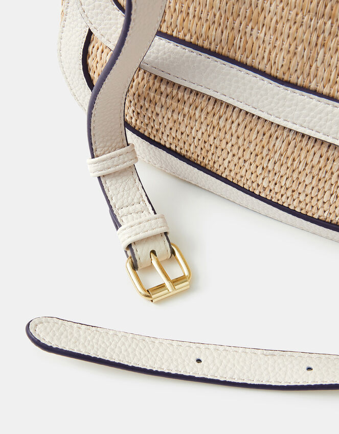 Woven Satchel Cross-Body Bag, Cream (CREAM), large