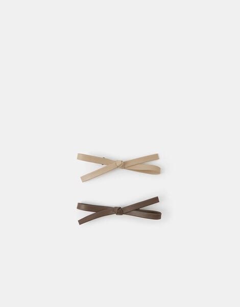 2-Pack Faux Leather Bow Hair Clips, , large
