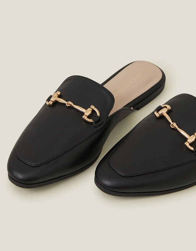 Backless Metal Bar Loafers, Black (BLACK), large