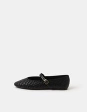Woven Mary Jane Ballet Flats, Black (BLACK), large