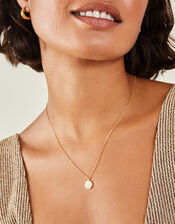 14ct Gold-Plated Diamante Star Coin Pendant Necklace, , large