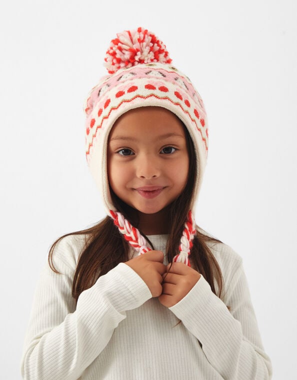 Girls Dog Fair Isle Trapper Hat, Multi (PASTEL MULTI), large