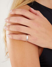 Sterling Silver-Plated Textured Rings Set of Two, Silver (ST SILVER), large