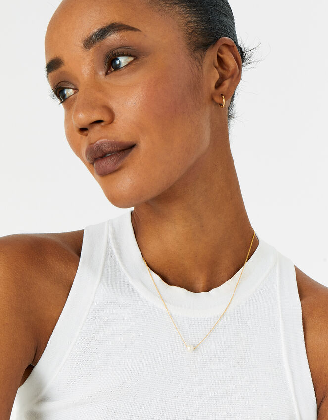 Gold Vermeil Single Pearl Necklace, , large