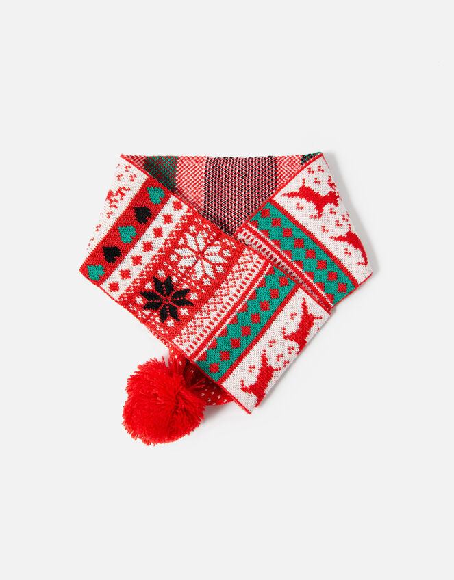 Dog Christmas Fairisle Scarf Multi, Multi (BRIGHTS-MULTI), large