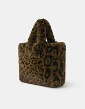 Leopard Faux Fur Tote Bag, , large