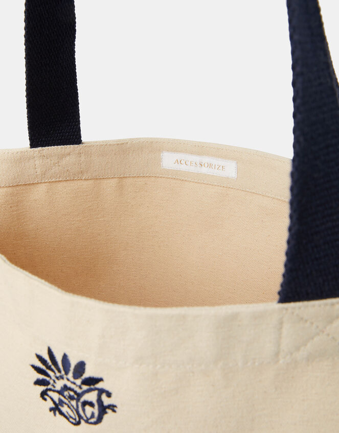 Bow Embroidered Shopper Bag, , large