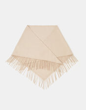 Fringe Knitted Triangle Scarf, , large