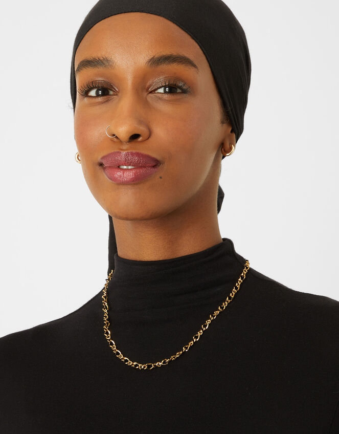 Stainless Steel Fancy Chain Necklace, Gold (GOLD), large