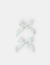 2-Pack Girls Sequin Bow Hair Clips, , large