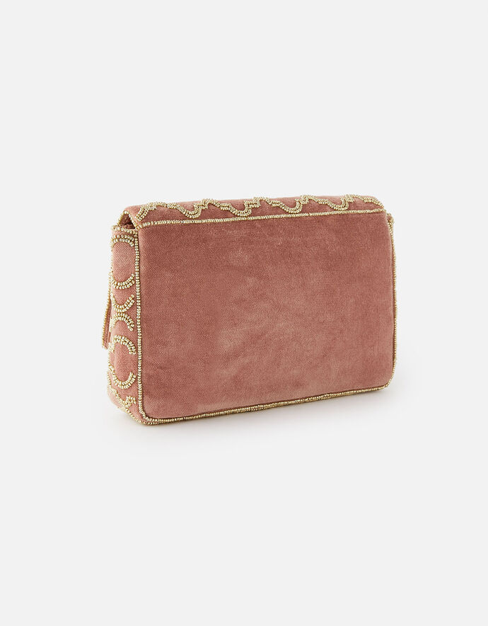 Grecian Tile Velvet Clutch Bag Pink Clutch bags Accessorize UK