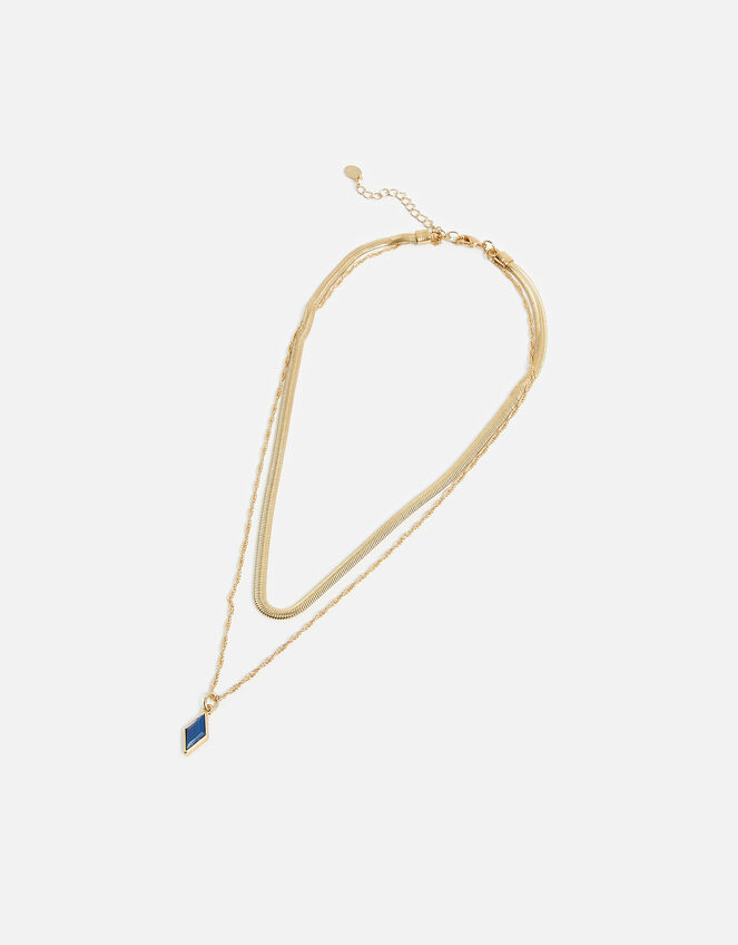 Blue Harvest Layered Enamel Pendant Necklace, , large