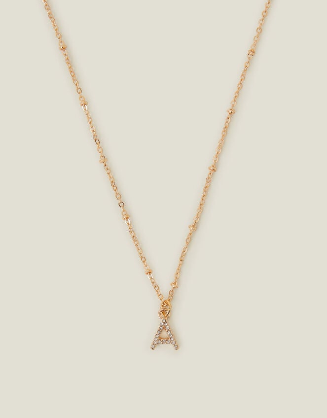 Initial Sparkle Pendant Necklace, White (CRYSTAL), large