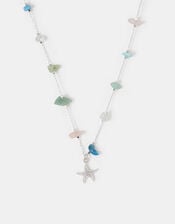 Sterling Silver-Plated Semi Precious Pendant Necklace, , large