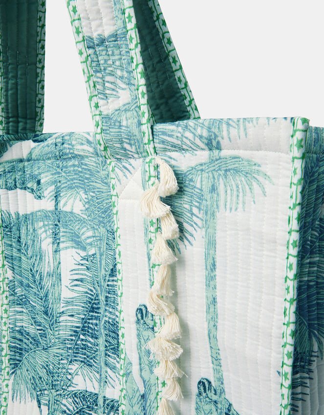 Palm Print Quilted Shopper Bag, , large