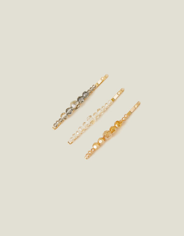 3-Pack Sparkle Bead Hair Slides, , large