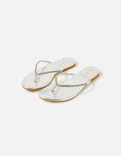 Diamante Toe-Thong Sandals, Silver (SILVER), large