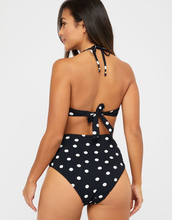 Polka Dot High Waist Bikini Briefs, Black (BLACK), large