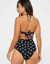 Polka Dot High Waist Bikini Briefs, Black (BLACK), large