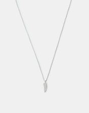 Sterling Silver Feather Pendant Necklace, , large