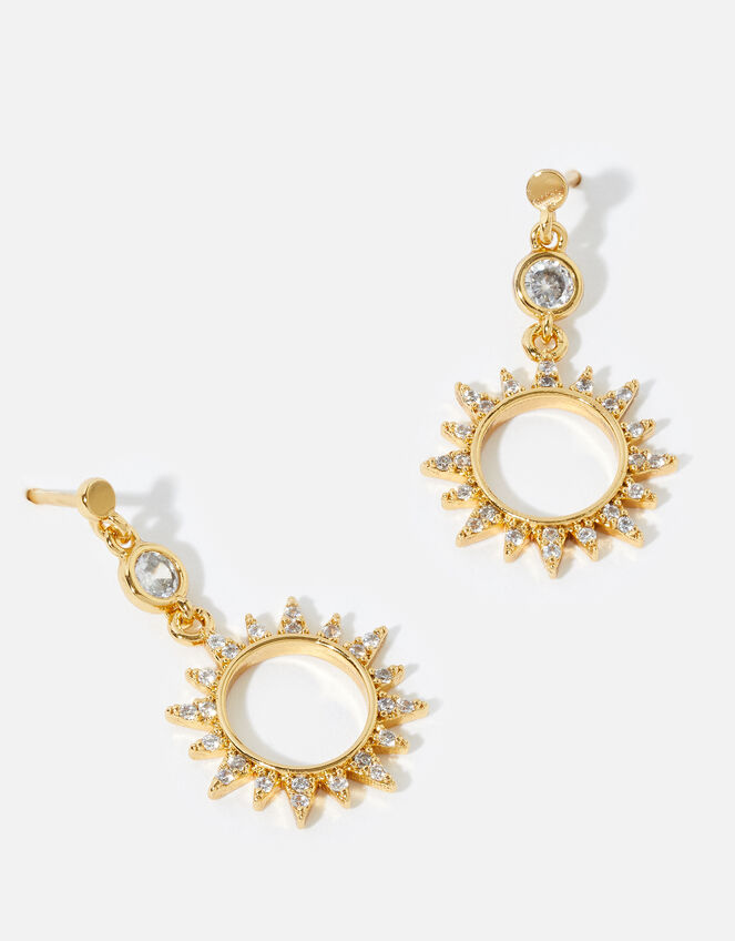 Gold-Plated Starburst Drop Earrings, , large