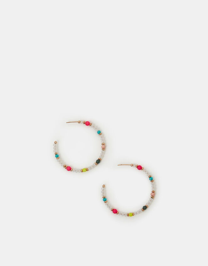 Mix Beaded Hoop Earrings, , large