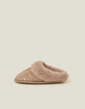 Foil Star Mule Slippers, Natural (NATURAL), large