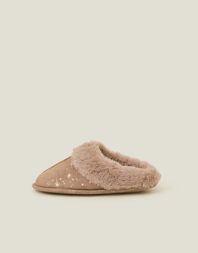 Foil Star Mule Slippers, Natural (NATURAL), large