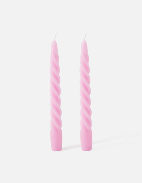 Twisted Taper Candle Set Pink, Pink (PINK), large