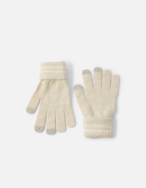 Varsity Stripe Gloves Natural, Natural (NATURAL), large