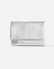 Foldover Clutch Bag, Silver (SILVER), large