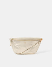 Metallic Leather Sling Crossbody Bag, , large