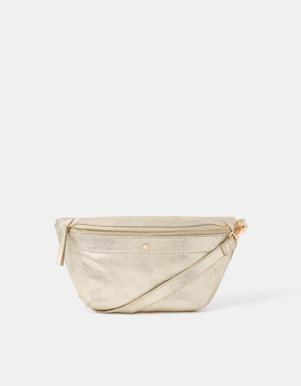 Metallic Leather Sling Crossbody Bag, , large