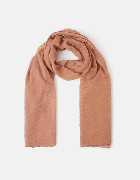 Lightweight Wave Stitch Scarf, Pink (PALE PINK), large